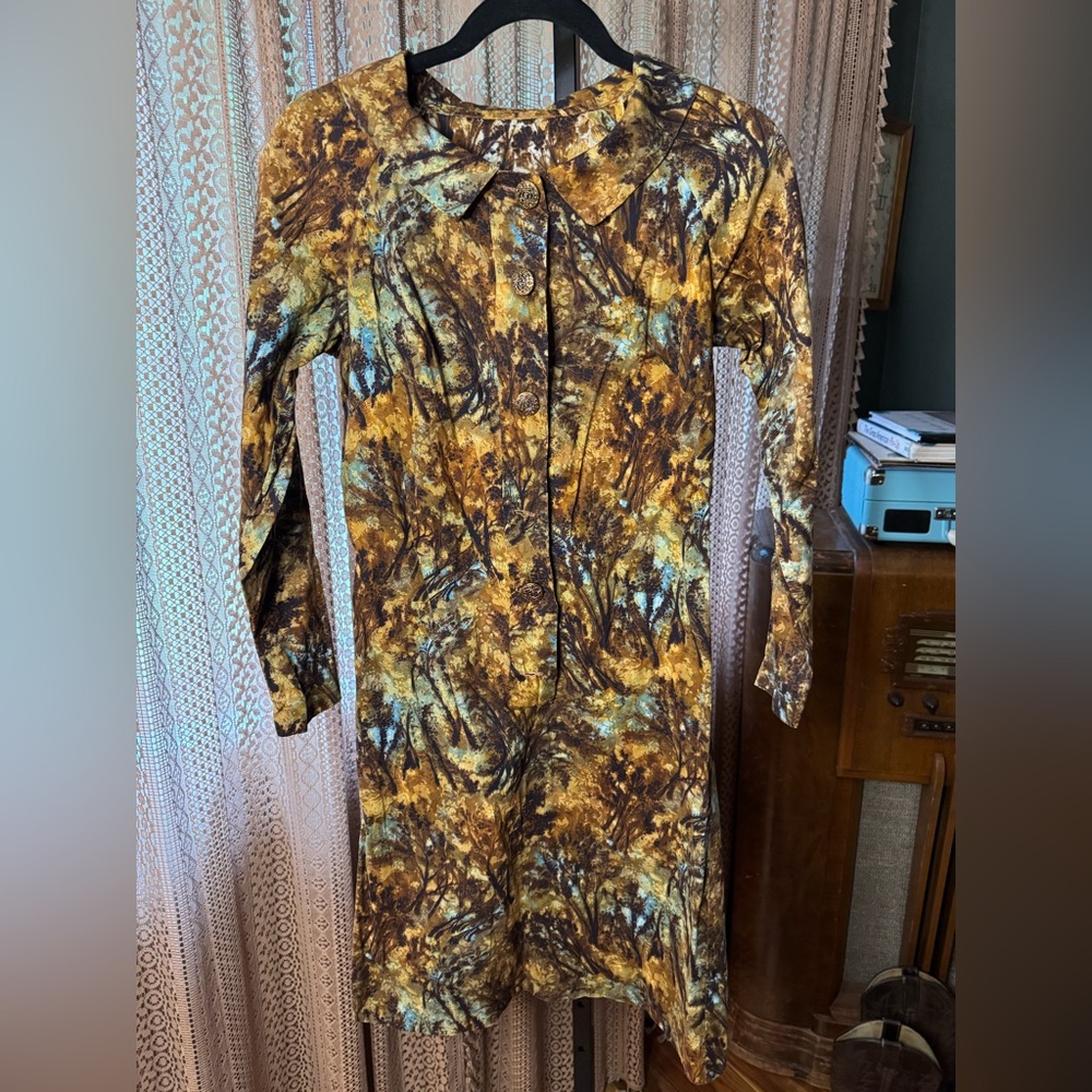 Vintage Long Sleeve Dress with Button Details